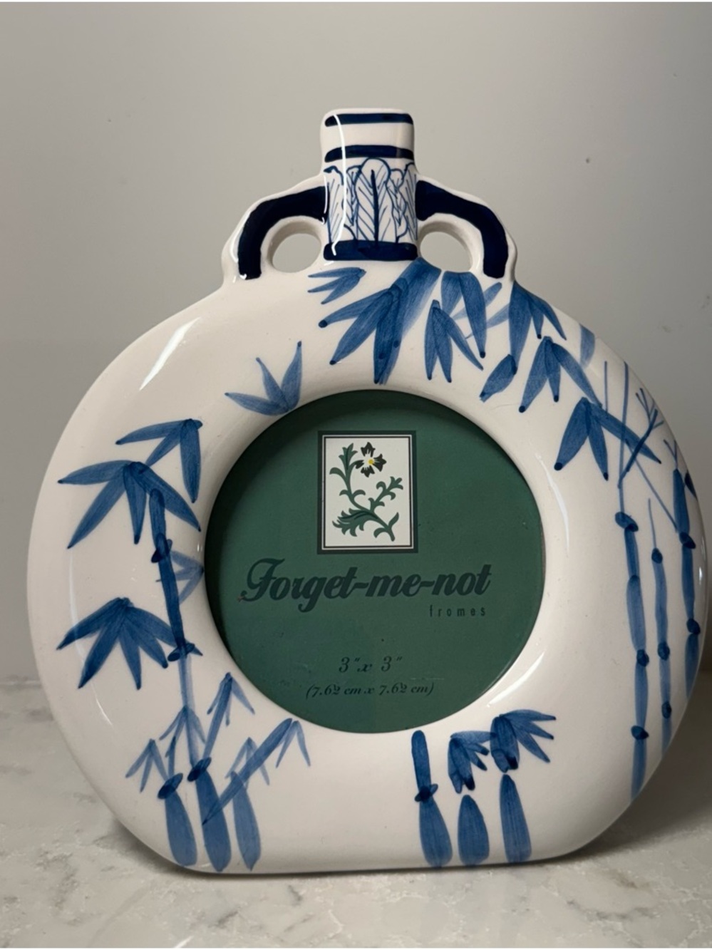Hand-Painted Blue & White Ceramic Photo Frame